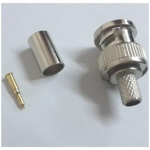 100PCS Crimp on BNC Male RG59 Coax Coaxial adapter For CCTV camera connector New