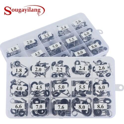 Sougayilang 75Pcs/Box Telescopic Fishing Rod Guide Tip Repair Kit Rod Eye Rings Fishing Rod Guide Fishing Tackle