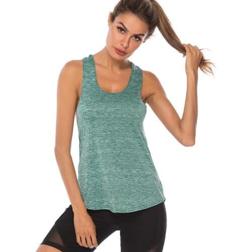 Summer New Simple Women Solid Color U Neck Sleeveless Quick Dry Long Vest Running Yoga Sports Top Female Sportswear