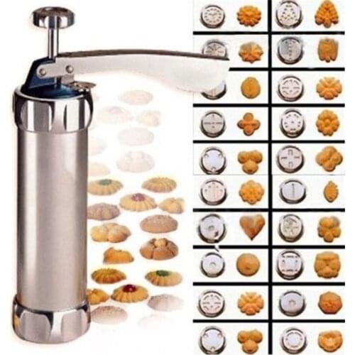 Hot Manual Cookie Press Stamps Set Baking Tools 24 In 1 With 4 Nozzles 20 Cookie Molds Biscuit Maker Cake Decorating Extruder