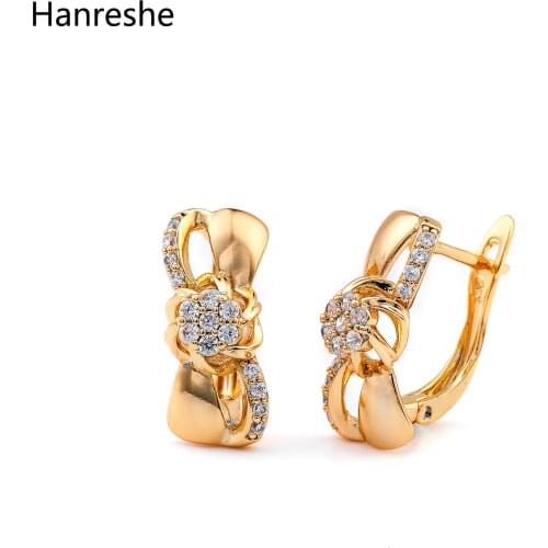 Hanreshe Mini Flower Stud Earring Zirconia Trendy Jewelry Party Wedding Romantic Beautiful Copper Crystal Earrings Womans Gift