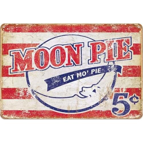 Moon Pie Print Poster Retro Metal Tin Sign Plaque Poster Wall Decor Art Shabby Chic Gift