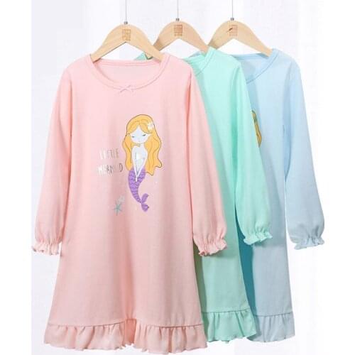 Girls' Nightdress Long Sleeve Kids Girls Nightgowns Cotton Autumn Toddler Sleepwear Dress Kids Homewear Childrens Pajamas