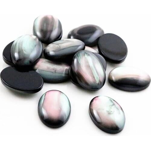 New Fashion 20pcs 13x18mm Black Shell Color Flat Back Resin Cabochons Cameo G4-02