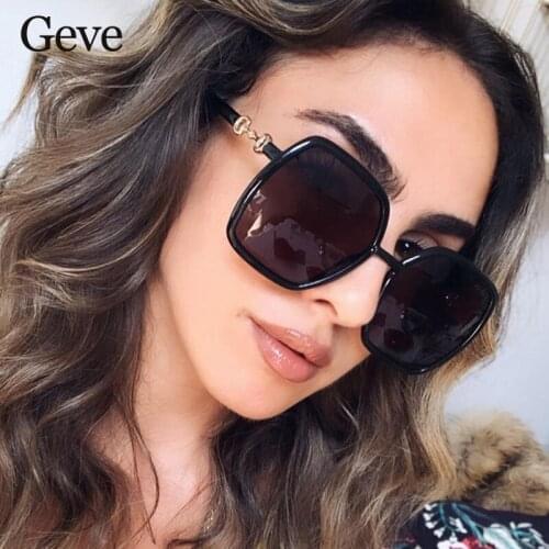 Oversized Square Womens Sunglasses New Fashion Designer Vintage Black Trend Female Sun Glasses Shades For Women UV400