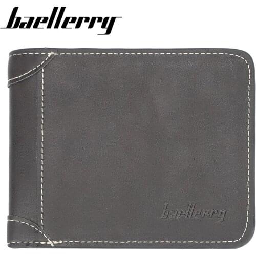 Wholesale Baellerry Men Wallets Purse Bifold Short Leather Men Small Zipper Wallet Card Holder Coin Money Purse 200PCS/lot
