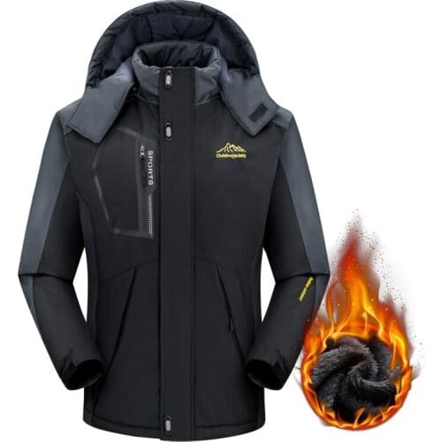 Mens Mid Long Plush Thickened Windproof And Waterproof Coat for Winter Outdoor Stormsuit