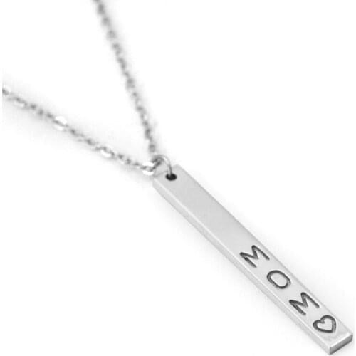 Personalized Bar Necklace Vertical Necklace Name Jewelry Custom Bar Necklace Hand Stamped Name Jewelry