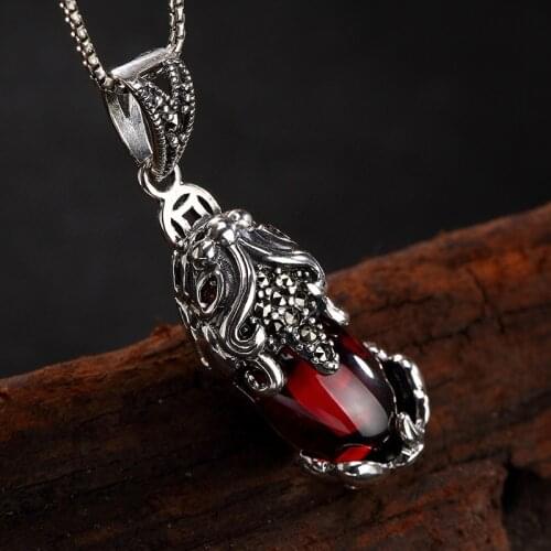 100% 925 Sterling Silver Garnet Pendant For Women&Men Brave Troops New Arrival Silver Pendant Necklace Fine Jewels Wholesale