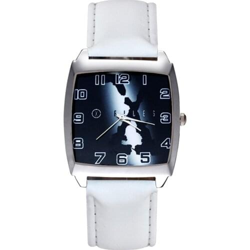 Cartoon style Rectangle dial Childrens Womens Kids Student boys girls Quartz Leather strap Wrist Watch JD33