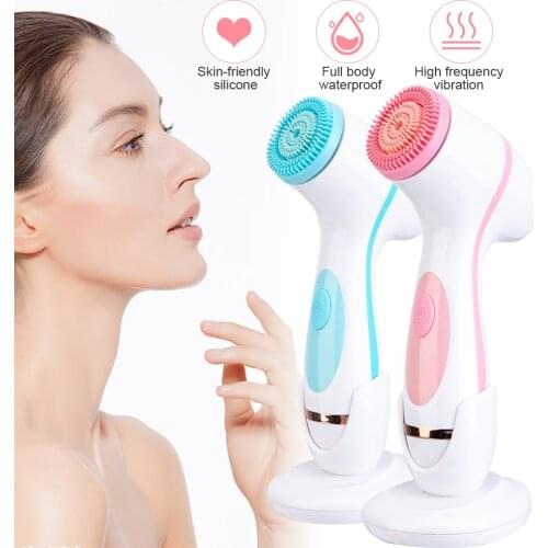 Facial Cleansing Brush Sonic Vibration Silicone Face Spin Electric Cleanser Washing Skin Deep Cleaning Remove Blackhead
