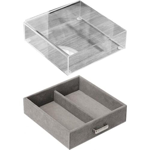 Jewelry Box Transparent Cover Multifunctional Acrylic Earring Ring Necklace Storage Drawer for Small Item Jewelry Dish Organizer