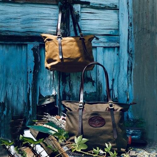 CD573 Size 44x 33 X 11cm Super Quality Genuine Cowhide & 22oz Wax Canvas Water Proof Vintage Tote Bag