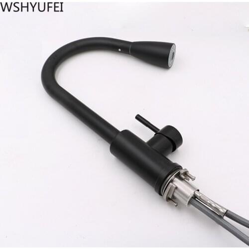 Black stainless steel Faucets Pull-out Kitchen Sink Faucet bathroom Single Hole Hot and cold Water Tap Home hardware decoration