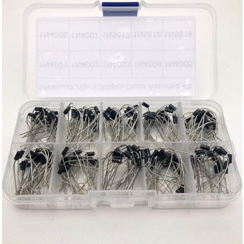 10Values Rectifier Diode 1N4001 1N4002 1N4003 1N4004 1N4005 1N4006 1N4007 1N5817 1N5818 1N5819 Electronic Kit With Storage Box
