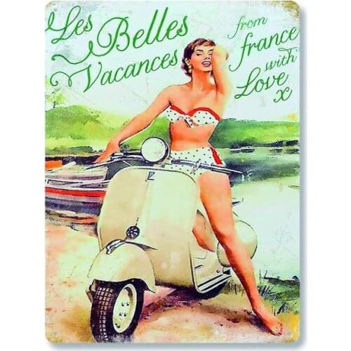 Xiaolin Sexy Girl Riding A Bike Vintage Tin Metal Sign Pub Club Cafe Bar Home Wall Art Decoration Poster Retro 20 X 30 cm