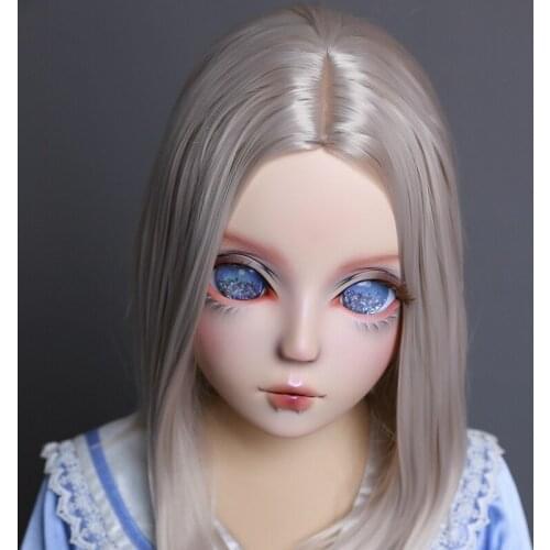 HIDOLLS 10) Handmade Female Girl Silica Resin Half Head Cosplay Japanese Role Play BJD Kigurumi Masks Crossdresser Doll Mask