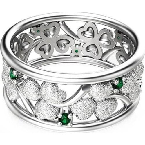 Vintage Women Rings Statement Jewelry Accessories Fashion Heart-shaped Floral Micro-inlaid Zircon Rhinestones Rings for Women