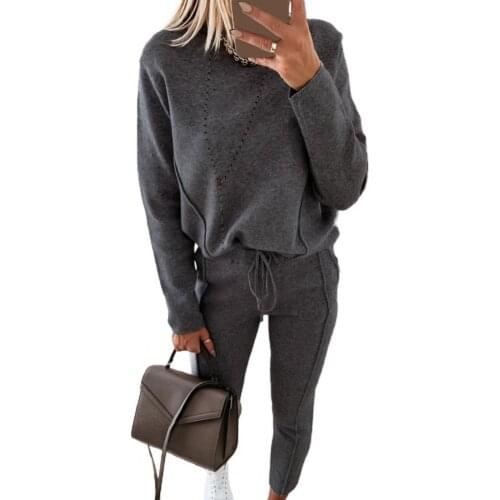 Blouse Women Autumn Winter Two Piece Set Outfit Long Sleeve Blouse Top Drawstring Pants