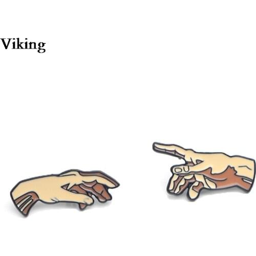 2Pcs/set Hand Badge Creative Cartoon Brooches Enamel Pins Metal Badges Backpack Hat Pins Cloth Brooch For Women Men Kid G0440