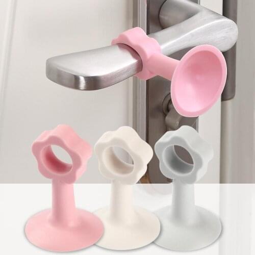 2PCS /Lot Doorknob Wall Mute Crash Pad Door Cabinet Handle Lock Silencer Anti Collision Silicone Cushion Flower Door Stopper