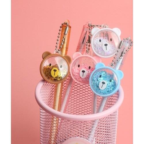 36 pcs/lot Kawaii Bear Sequins Pendant Gel Pen Cute 0.5mm black Ink Signature Pens Promotional Gift Office School Supplies