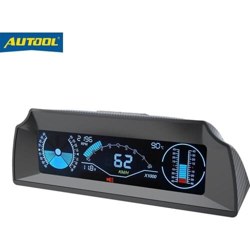 AUTOOL X90 GPS HUD Car Speed Slope Meter Inclinometer Auto 12v General Head-Up Display with Tilt Pitch Angle Protractor Latitude