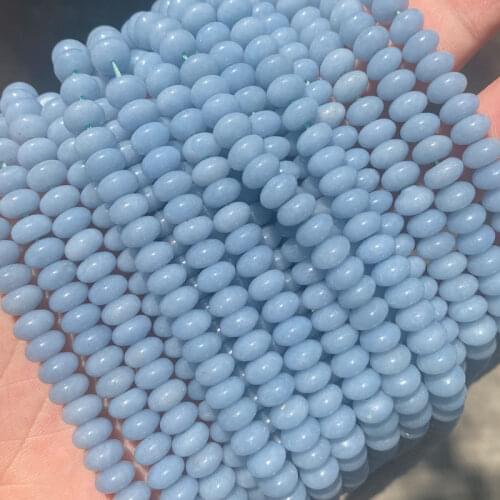 5x8mm Abacus Shape Natural Blue Angelite Beads 15'' Strand Loose Wheel Gemstones Beads DIY Bracelet For Jewelry Making Supplies