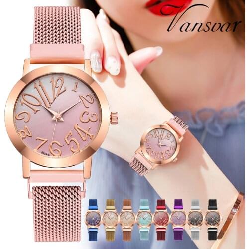 Fashion Arabic Numerals Gradient Colors Women Quartz Watch Luxury Magnet Clasp Mesh Belt Wristwatches Reloj Mujer Zegarek Damski