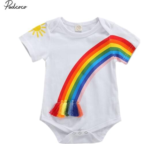 2020 Baby Summer Clothing Toddler Baby Girl Boy Rainbow Clothes Short Sleeve Romper Short Sleeve Colorful Cute Jumpsuit Outfit