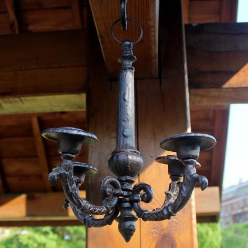 European Vintage Home Decor Hanging Cast Iron Sticker Candle Holder with Four Cups