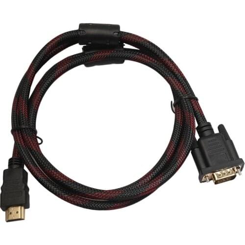 HDMI To VGA Data Connector Adapter Converter Cable Male To Male Converter Cable for Monitor Audio Video Cables 1.5M Portable