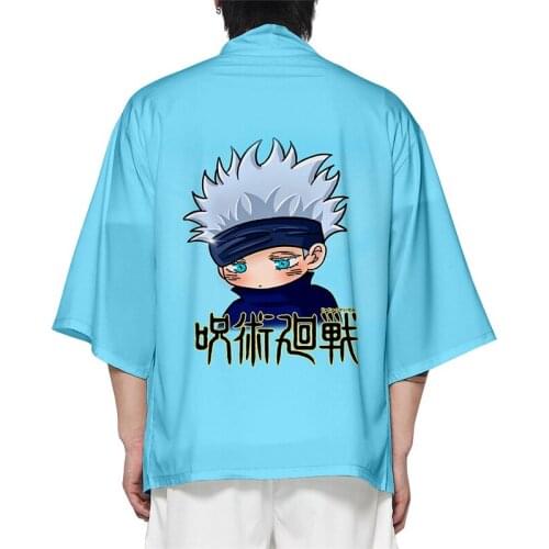 Anime Jujutsu Kaisen Itadori Yuji Yukata Kimono Cloak Shirt Men Women Haori Cardigan Coat Chiffon Bathrobe Tops Cosplay