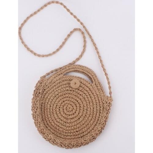Round Straw Bags Women Summer Rattan Bag 2021 Handmade Woven Beach Cross Body Bag Circle Bohemia Handbag Bali Box