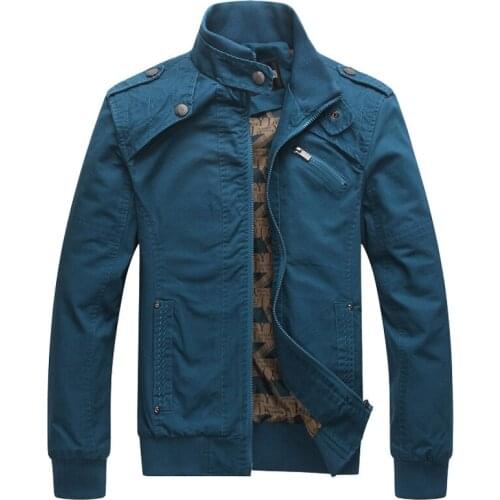 Autumn new casual men jacket stand collar cotton Long Sleeve Outerwear Slim Tops solid zipper windproof Coats Many pockets