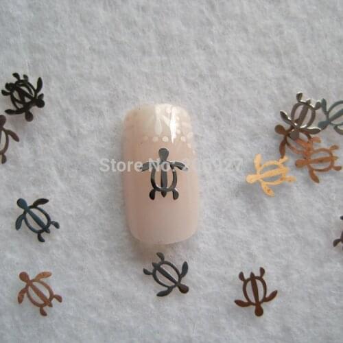 MS283-1 100pcs Silver Cute Turtle Metal Sticker Nail Art Metal Sticker Nail Art Decoration Non-adhesive Sticker