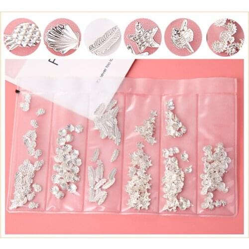 1Bag/6Grids Hot Sale Metal Moon/Stars/Heart/Triangle/Frame Mixed Shape Nail Rivets Hot Sale New Arrival Nail Decorations