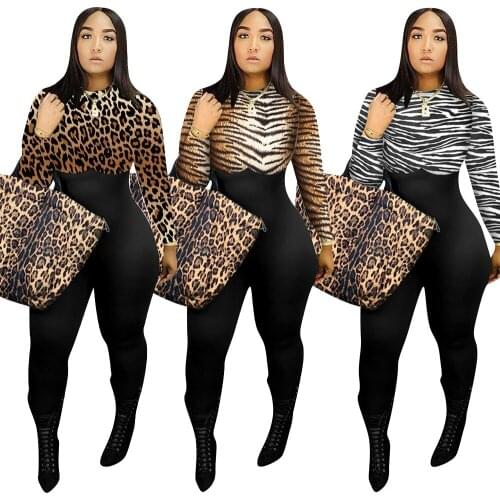 Fashion Leopard Print Casual Jumpsuit Party Night Wear Bodycon Overalls Long Sleeve Rompers Bodysuit Spring Women Clothes 2021