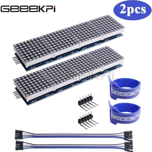 GeeekPi 2PCS MAX7219 Dot Matrix Module For Arduino Microcontroller 4 In One Display with 5P Line Red/Yellow Green/Bule