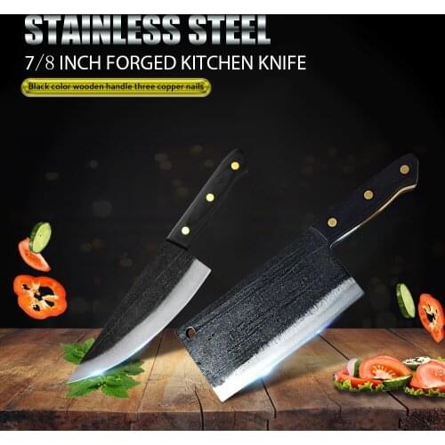 ZEMEN Kitchen Cooking Knife Set 7/8Inch Chef Knives High Carbon Stainless Steel Chopping Slicing Meat Cleaver with Knife Sheath