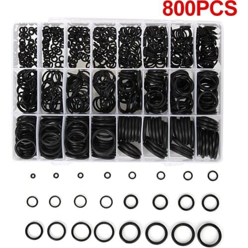 800Pcs Seal Ring Kit Nitrile Rubber O-Ring Gasket Sealing Ring Rubber Washer Seals Assortment Car A/C Rubber Sealant Box Set