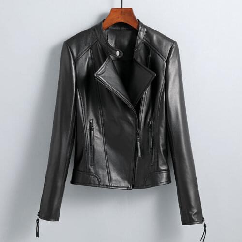 New Women Outerwear 100% Genuine Leather Jackets Sheepskin Short Coats Motorcycle Windbreak Clothing Spring Autumn Female Jacket