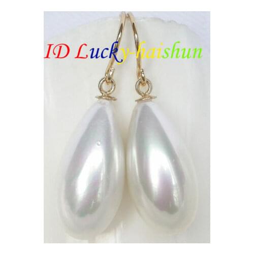 Selling Jewelry>> AAA big pear 20mm white drip sea shell pearls Earrings