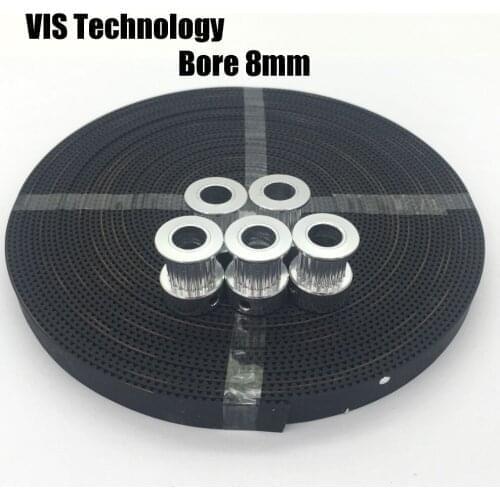 10meter open GT2-10mm Belt+5pcs 20teeth Timing Pulley 2GT 20teeth Pulley bore 8/5mm for 10mm width belt for Reprap 3D Printer