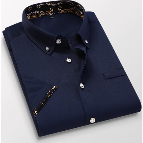 New Summer Plus Size 5XL Men Shirts Short Sleeve Business Formal Shirts Mens Clothing Dress Blouse Shirts Fashion Homme 2020