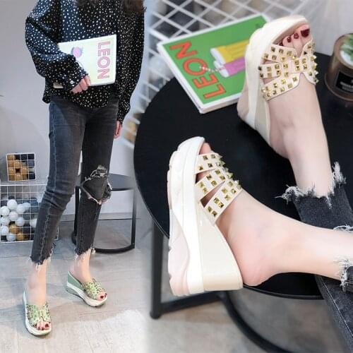 41- 44 Big Size Womens Shoes Wedges Sandals Thick Bottom Summer Sandals Female Comfortable Leisure Antiskid Slippers 2021