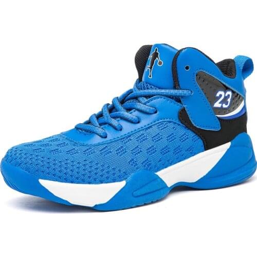 New Boys Blue Sneakers Fashion Youth Basketball Running Exercise Shock Absorption Breathable Non-slip Wear-resistantes Shoes