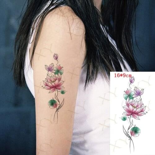 Waterproof Temporary Tattoo Sticker Butterfly Bird Animal Flash Tatto Lotus Body Art Arm Fake Sleeve Tatoos for Women Men
