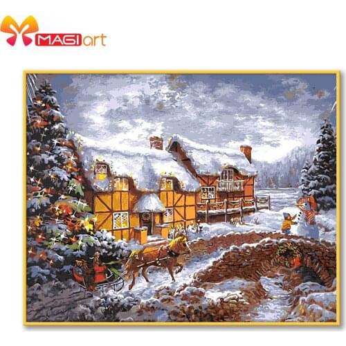 Cross stitch kits Embroidery needlework sets 11CT water soluble canvas patterns 14CT Full Merry Christmas Town NCMC136