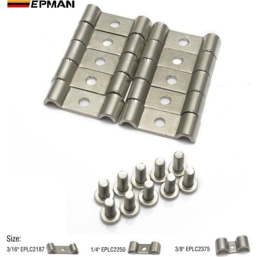 EPMAN Stainless Steel Double Line Clamps - Pack Of 10 Streets Rods Muscle Cars Fits Fuel, Air, Electrical, Brake, Lines EPLC2187